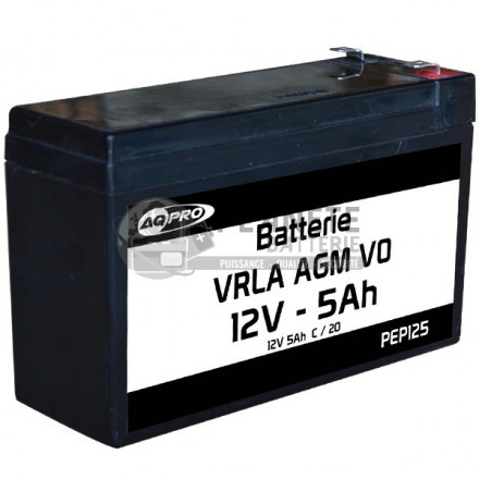 Batterie plomb étanche 12V 5Ah VRLA AGM flamme retardante