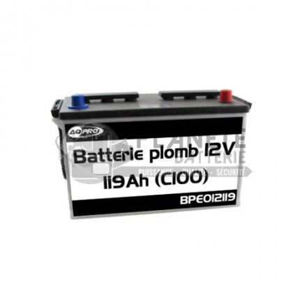 Batterie à décharge lente 12V 119Ah - prête à l'emploi - semi-stationnaire à plaques planes