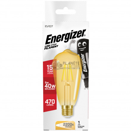 Ampoule LED Edison filament fumé E27 470lm 5W/40W Energizer BL1