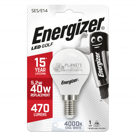 Ampoule LED Sphérique E14 470lm 5.2W/40W Energizer BL1