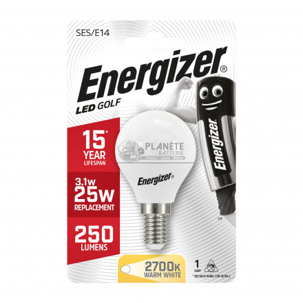 Ampoule LED Sphérique E14 250lm 3.1W/25W Energizer BL1
