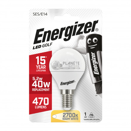Ampoule LED Sphérique E14 470lm 5.2W/40W Energizer BL1