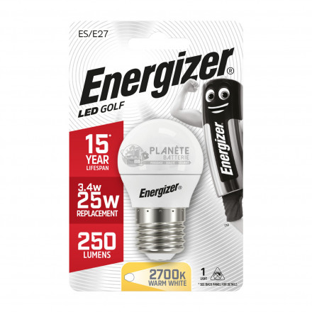 Ampoule LED Sphérique E27 250lm 3.4W/25W Energizer BL1