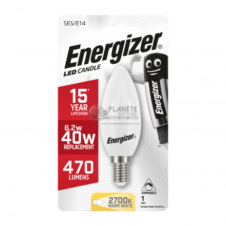 Ampoule LED Flamme clair E14 470lm 6.2W/40W Energizer BL1