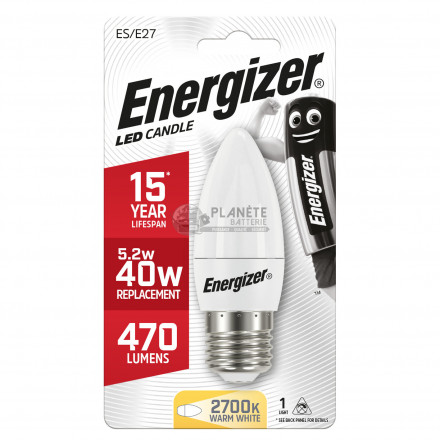Ampoule LED Flamme E27 470lm 5.2W/40W Energizer BL1