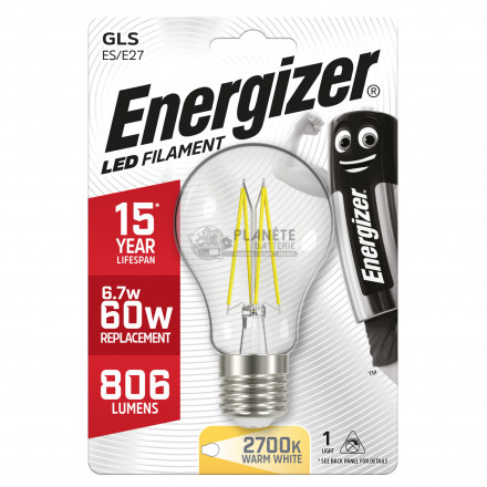 Ampoule LED Standard Filament E27 806lm 6.7W/60W Energizer BL1