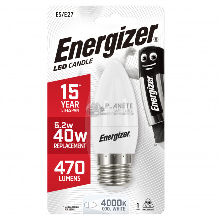 Ampoule LED Flamme E27 470lm 5.2W/40W Energizer BL1