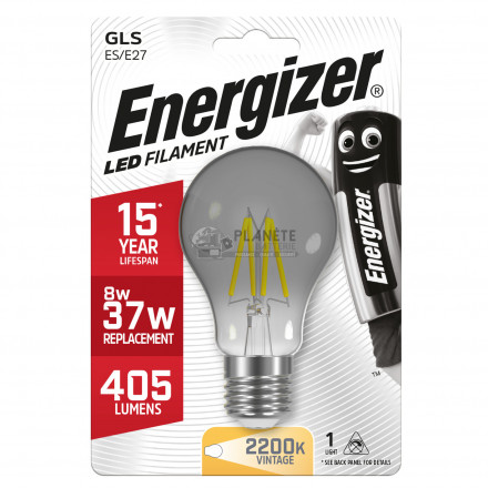 Ampoule LED Standard filament fumé gris E27 405lm 8W/37W Energizer BL1